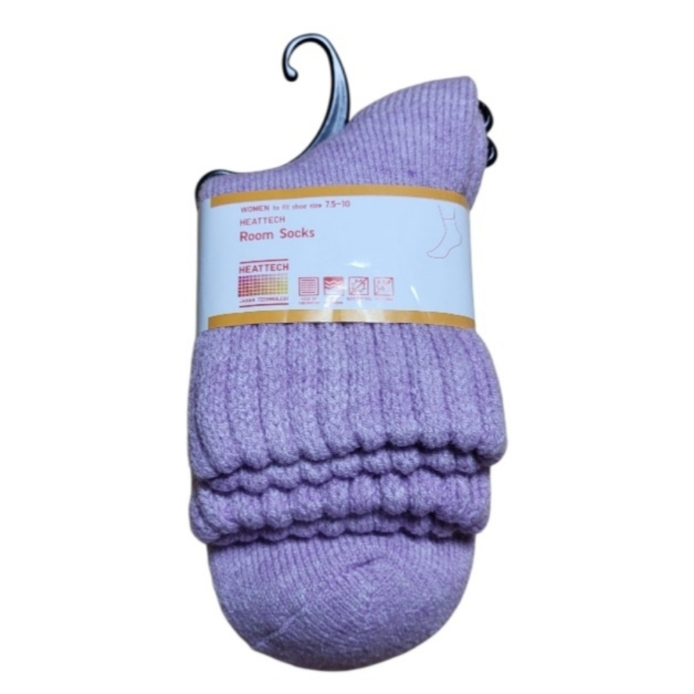 NEW Heattech Women's Room Pile Purple Socks - Shoe Size 7.5-10